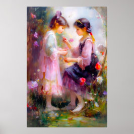 Ochtend in een tuin poster