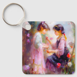 Ochtend in een tuin sleutelhanger