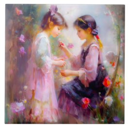 Ochtend in een tuin tegeltje