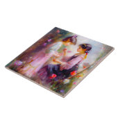 Ochtend in een tuin tegeltje (Zijkant)