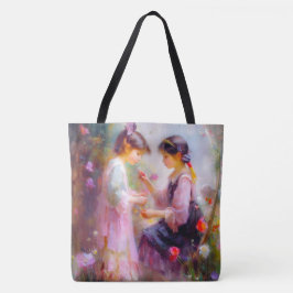 Ochtend in een tuin tote bag