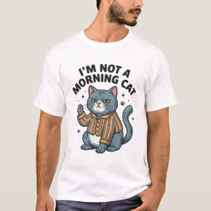 Ochtend Kat Vintage Gravure Grappige Kat T-Shirt D