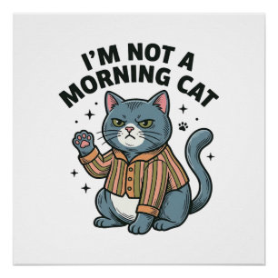 Ochtend Kat Vintage Gravure Grappige Kat T-Shirt D Perfect Poster