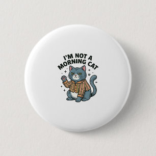 Ochtend Kat Vintage Gravure Grappige Kat T-Shirt D Ronde Button 5,7 Cm