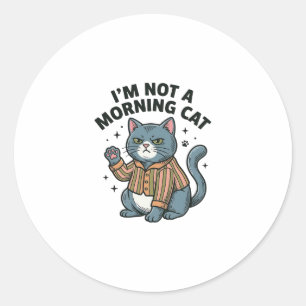 Ochtend Kat Vintage Gravure Grappige Kat T-Shirt D Ronde Sticker