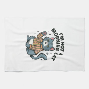 Ochtend Kat Vintage Gravure Grappige Kat T-Shirt D Theedoek