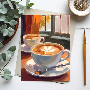 Ochtend Latte   Koffie Aquarel Schilderij Briefkaart