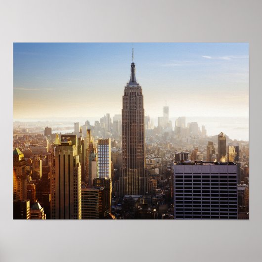 Ochtend Manhattan Silhouet Poster (Voorkant)