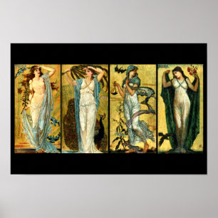 Ochtend, Middag, Avond, Nacht door Walter Crane 18 Poster