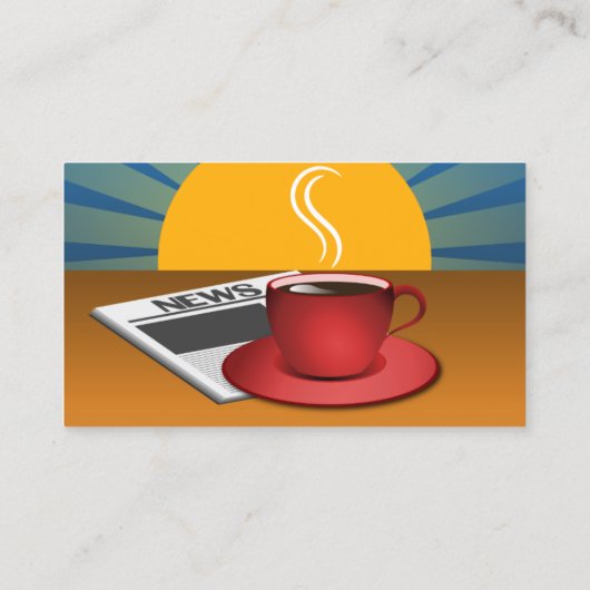 Ochtend Nieuws Zonsopgang Blauw Bruin Koffiewinkel Visitekaartje (Achterkant)