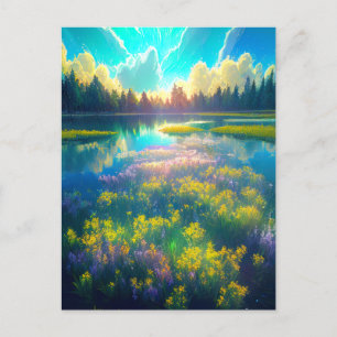 Ochtend Ontvouwen over het mooie moeras Briefkaart