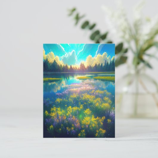 Ochtend Ontvouwen over het mooie moeras Briefkaart (Staand voorkant)