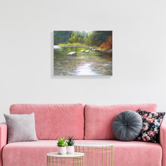 Ochtend op de rivier Stretched Canvas (Insitu (Woonkamer))
