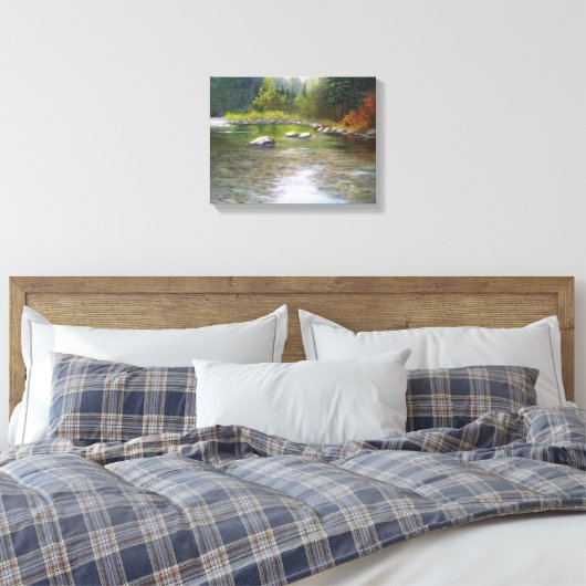Ochtend op de rivier Stretched Canvas (Insitu (Slaapkamer))