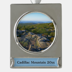 Ochtend op de top van Cadillac Mountain in Acadia Verzilverd Banner Ornament
