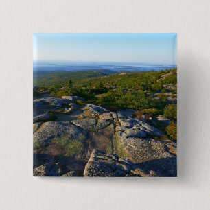 Ochtend op de top van Cadillac Mountain in Acadia Vierkante Button 5,1 Cm