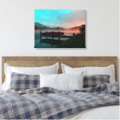 Ochtend op het meer met kano. canvas afdruk (Insitu (Slaapkamer))