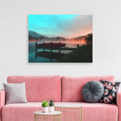 Ochtend op het meer met kano. canvas afdruk (Insitu (Woonkamer))