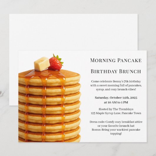 Ochtend Pannenkoek Verjaardag Brunch | Gezellig we Kaart (Voorkant / Achterkant)