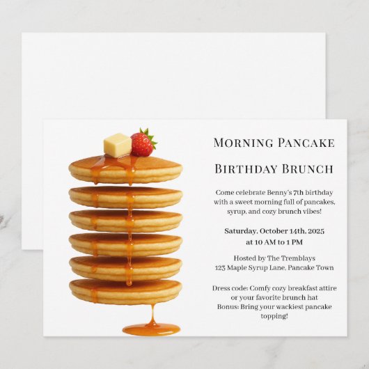 Ochtend Pannenkoek Verjaardag Brunch | Gezellig we Kaart (Voorkant / Achterkant)