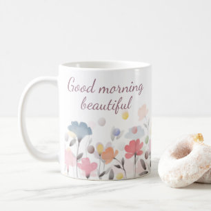 Ochtend Prachtige Waterverf Kunstbloemen Koffiemok