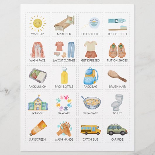 Ochtend Routine Kaarten voor kinderen (Voorkant)