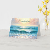 Ochtend Seascape bruiloft gefeliciteerd Kaart (Gele Bloem)