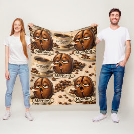 Ochtend slaperige koffieboon grappig herhalend pat fleece deken