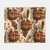 Ochtend slaperige koffieboon grappig herhalend pat fleece deken (Voorkant (Horizontaal))