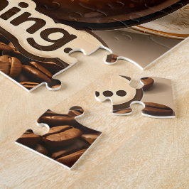 Ochtend, slaperige koffieboon grappige herkenbare legpuzzel