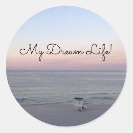 Ochtend Strand Zonsopgang Foto Mijn Droomleven Cit Ronde Sticker