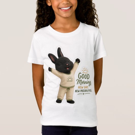 Ochtend Stretch Konijn Sticker T-shirt (Voorkant)