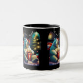 Ochtend van Kerstmis Tweekleurige Koffiemok (Voorkant rechts)