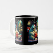 Ochtend van Kerstmis Tweekleurige Koffiemok (Voorkant links)