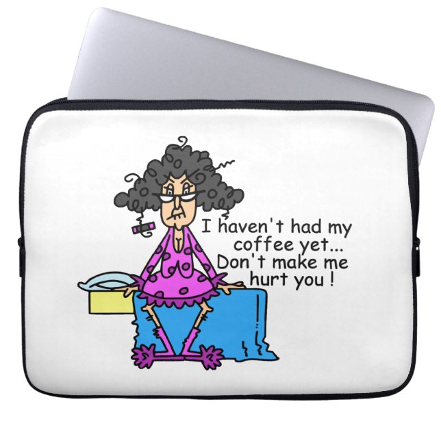 Ochtend voor koffie Humor Laptop Sleeve (Voorkant)