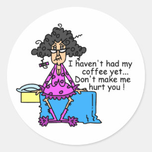 Ochtend voor koffie Humor Ronde Sticker