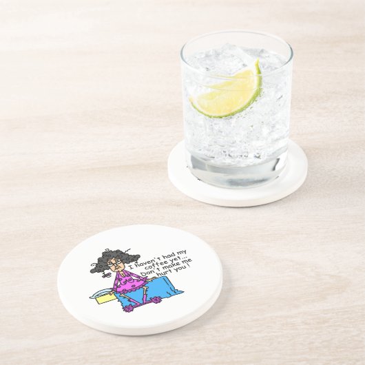 Ochtend voor koffie Humor Zandsteen Onderzetter (Zijkant)