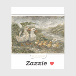 Ochtend woon-werkverkeer Whimsical boerderij eend  Sticker
