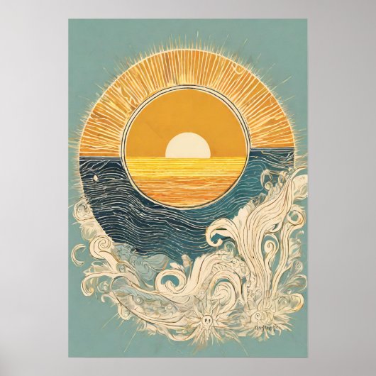 Ochtend Zonlicht Zon Illustratie Wall Art Poster (Voorkant)