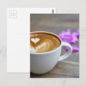 Ochtendbeker Latte met hartvormig schuim Briefkaart (Voorkant / Achterkant)
