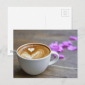 Ochtendbeker Latte met hartvormig schuim Briefkaart (Voorkant / Achterkant)