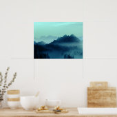 OCHTENDDAUW BLAUWE BERGEN POSTER (Keuken)