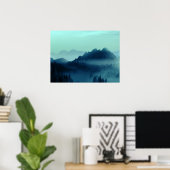 OCHTENDDAUW BLAUWE BERGEN POSTER (Thuiskantoor)