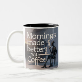"Ochtenden beter gemaakt met koffie" Tweekleurige Koffiemok