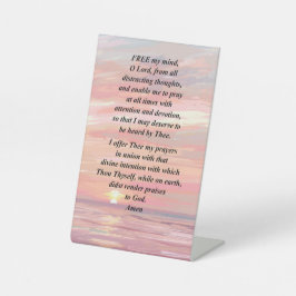 Ochtendgebed op een voetstuk reclamebord met voetstuk