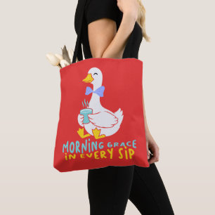 Ochtendgenade in elke slok Mooie Eend Koffie Thee Tote Bag