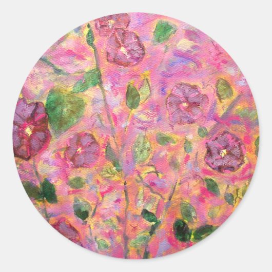 ochtendgloren blauw en paars ronde sticker (Voorkant)