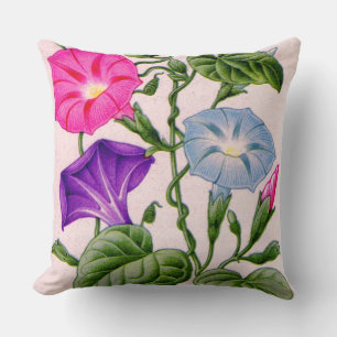 ochtendgloren in blauw , roze en lavender kussen