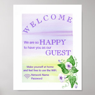 Ochtendglorie Bloemen Welkom Gast Wifi Wachtwoord Poster