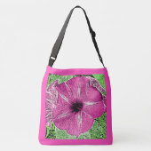 Ochtendglorie blokdruk - fuchsia roze crossbody tas (Achterkant)